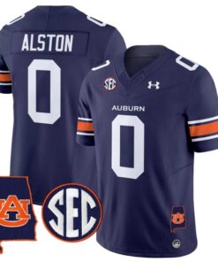 Damari Alston Jersey 0 Auburn Tigers 2025 Alabama Patch Stitched Navy