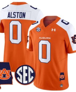 Damari Alston Jersey 0 Auburn Tigers 2025 Alabama Patch Stitched Orange Alter