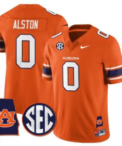 Damari Alston Jersey 0 Auburn Tigers Alabama Patch Vapor Stitched Orange