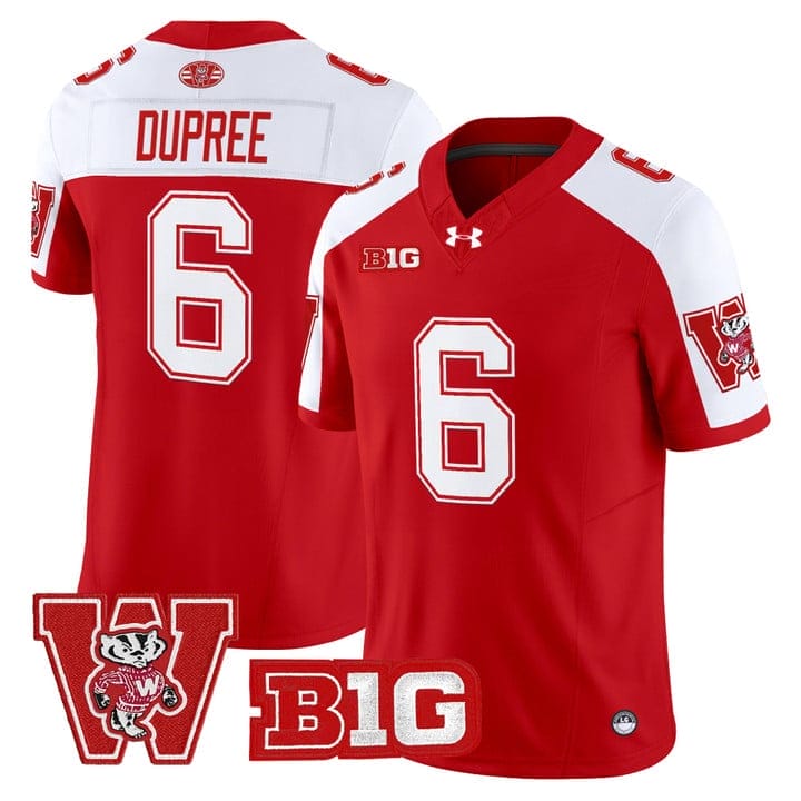 Darrion Dupree Jersey #6 Wisconsin Badgers Throwback Stitched 4 Darrion Dupree Jersey #6 Wisconsin Badgers Throwback Stitched - Image 4