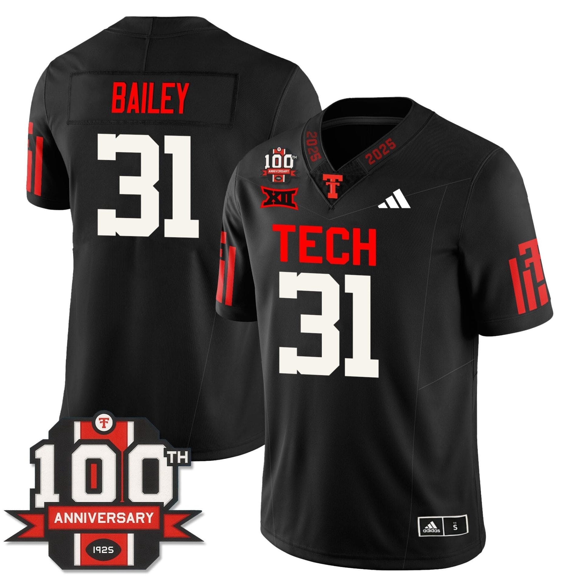 David Bailey Jersey #31 Texas Tech Football 100th Anniversary Stitched 1 David Bailey Jersey #31 Texas Tech Football 100th Anniversary Stitched