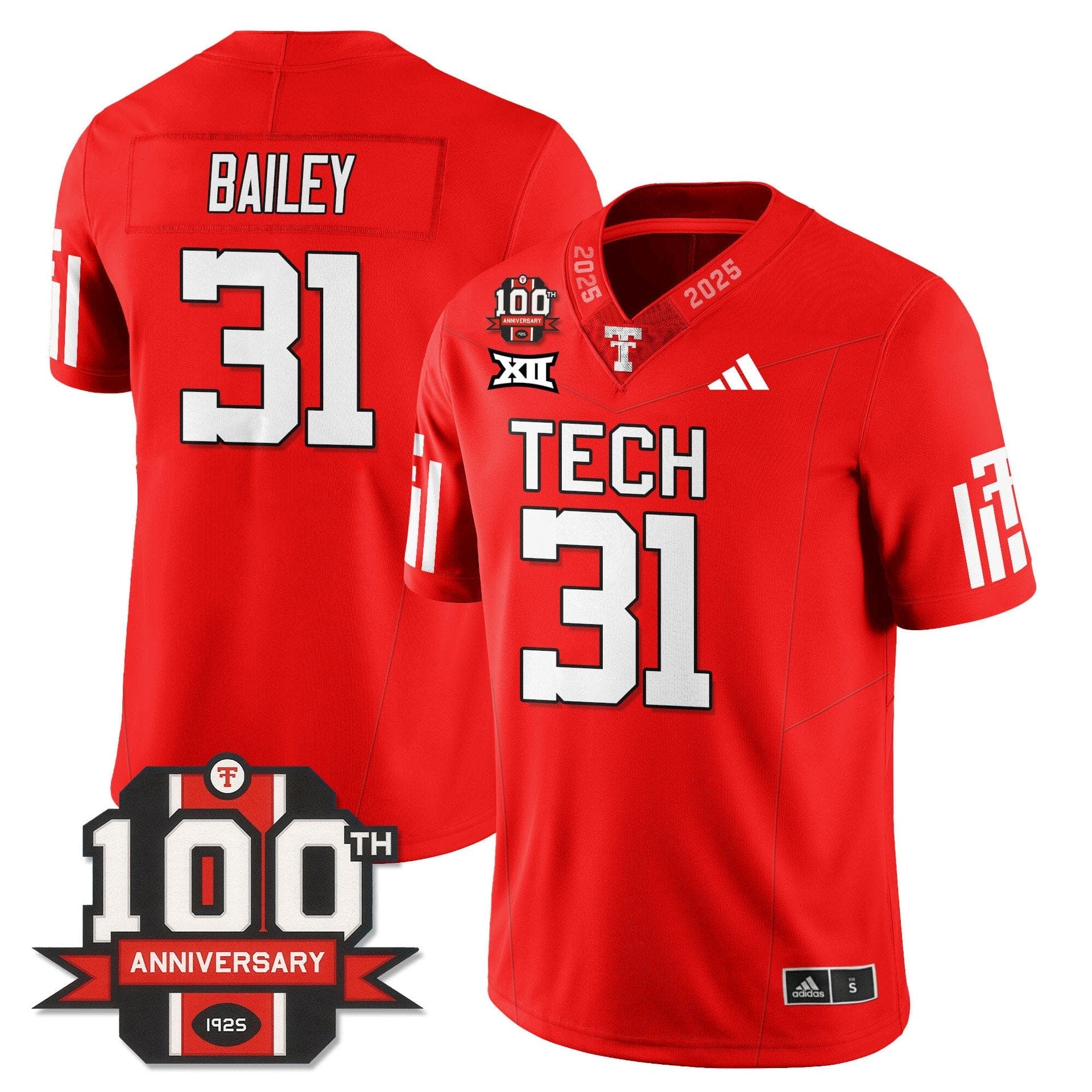 David Bailey Jersey #31 Texas Tech Football 100th Anniversary Stitched 3 David Bailey Jersey #31 Texas Tech Football 100th Anniversary Stitched - Image 3