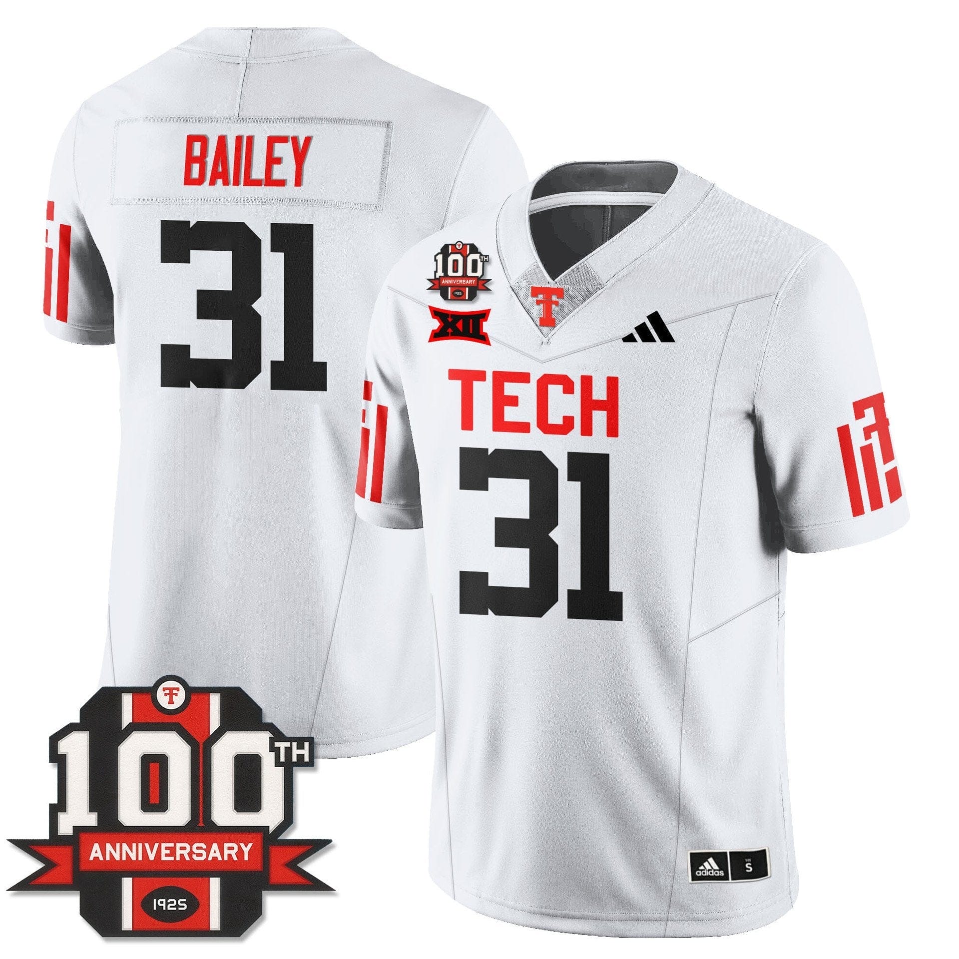 David Bailey Jersey #31 Texas Tech Football 100th Anniversary Stitched 2 David Bailey Jersey #31 Texas Tech Football 100th Anniversary Stitched - Image 2