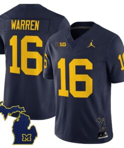 Davis Warren Jersey 16 Michigan Wolverines 2025 Limited V2 Stitched Navy