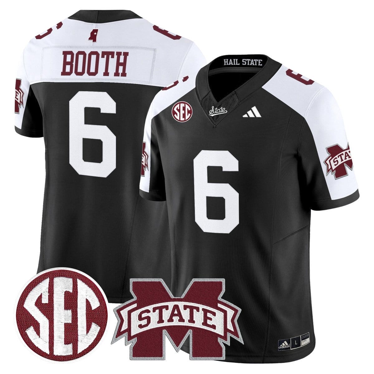 Davon Booth Jersey #6 Mississippi State Bulldogs Dark Mode Stitched 3 Davon Booth Jersey #6 Mississippi State Bulldogs Dark Mode Stitched - Image 3