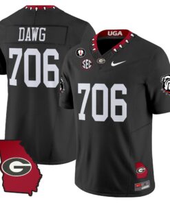 Dawg Jersey #706 Georgia Bulldogs 2025 Georgia Map, Vince Dooley Stitched