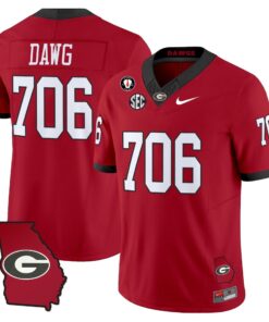 Dawg Jersey 706 Georgia Bulldogs 2025 Georgia Map Vince Dooley Stitched Red 61d33065 387b 4d29 81de 9ae95fa6e871
