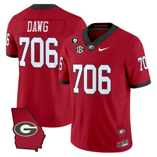 Dawg Jersey #706 Georgia Bulldogs 2025 Georgia Map, Vince Dooley Stitched - Image 4