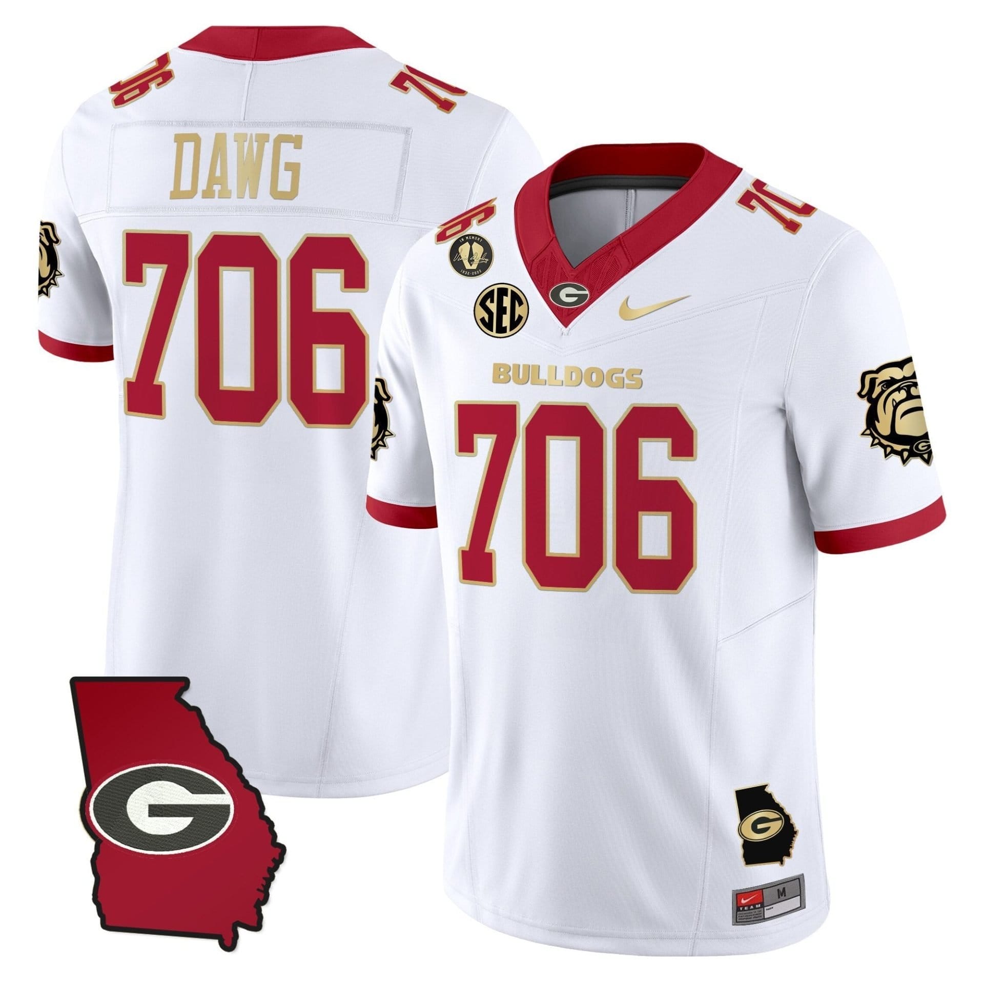 Dawg Jersey #706 Georgia Bulldogs 2025 Georgia Map, Vince Dooley Stitched - Image 5