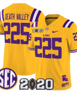Death Valley Jersey 225 LSU Tigers 2020 National Champions Stitched Gold 0277324b 30ec 42c5 940c 530b2466650f