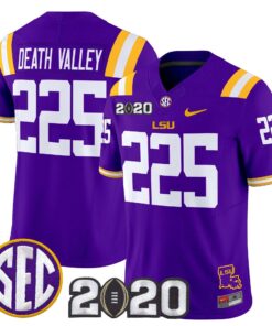 Death Valley Jersey 225 LSU Tigers 2020 National Champions Stitched Purple