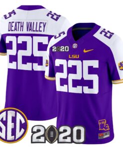 Death Valley Jersey 225 LSU Tigers 2020 National Champions Stitched Purple Alter