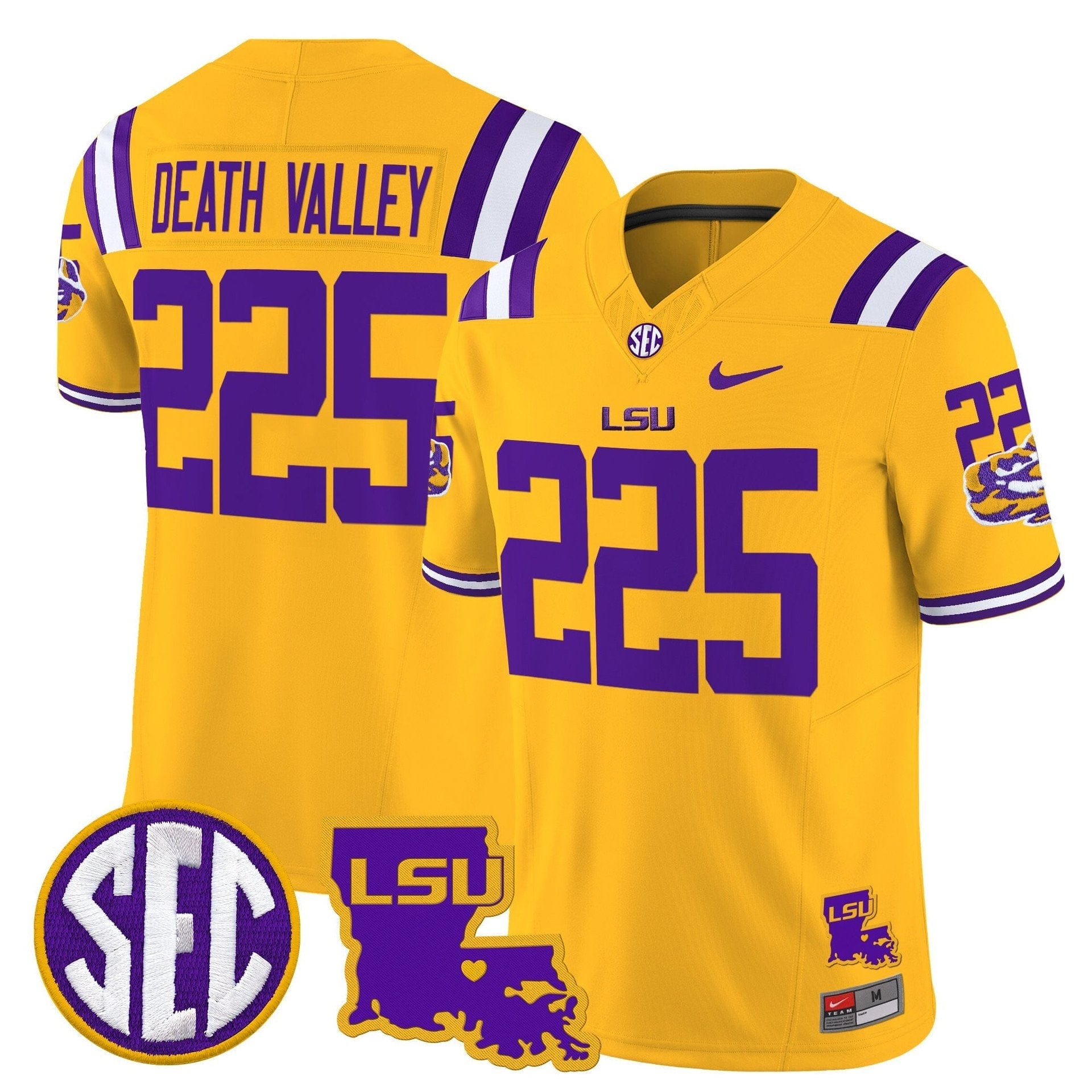 Death Valley Jersey #225 LSU Tigers 2025 Louisiana Patch Stitched 1 Death Valley Jersey #225 LSU Tigers 2025 Louisiana Patch Stitched