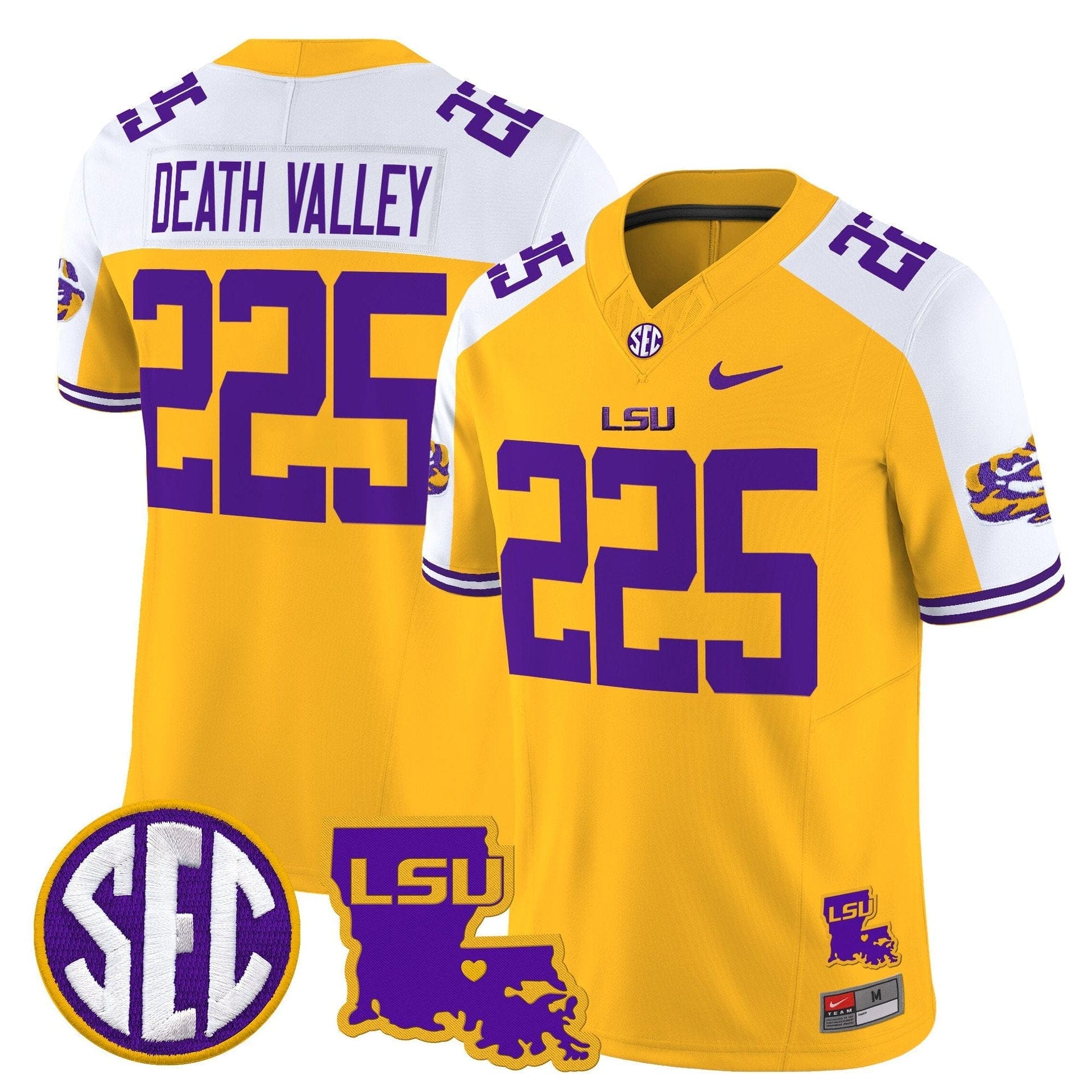 Death Valley Jersey #225 LSU Tigers 2025 Louisiana Patch Stitched 3 Death Valley Jersey #225 LSU Tigers 2025 Louisiana Patch Stitched - Image 3