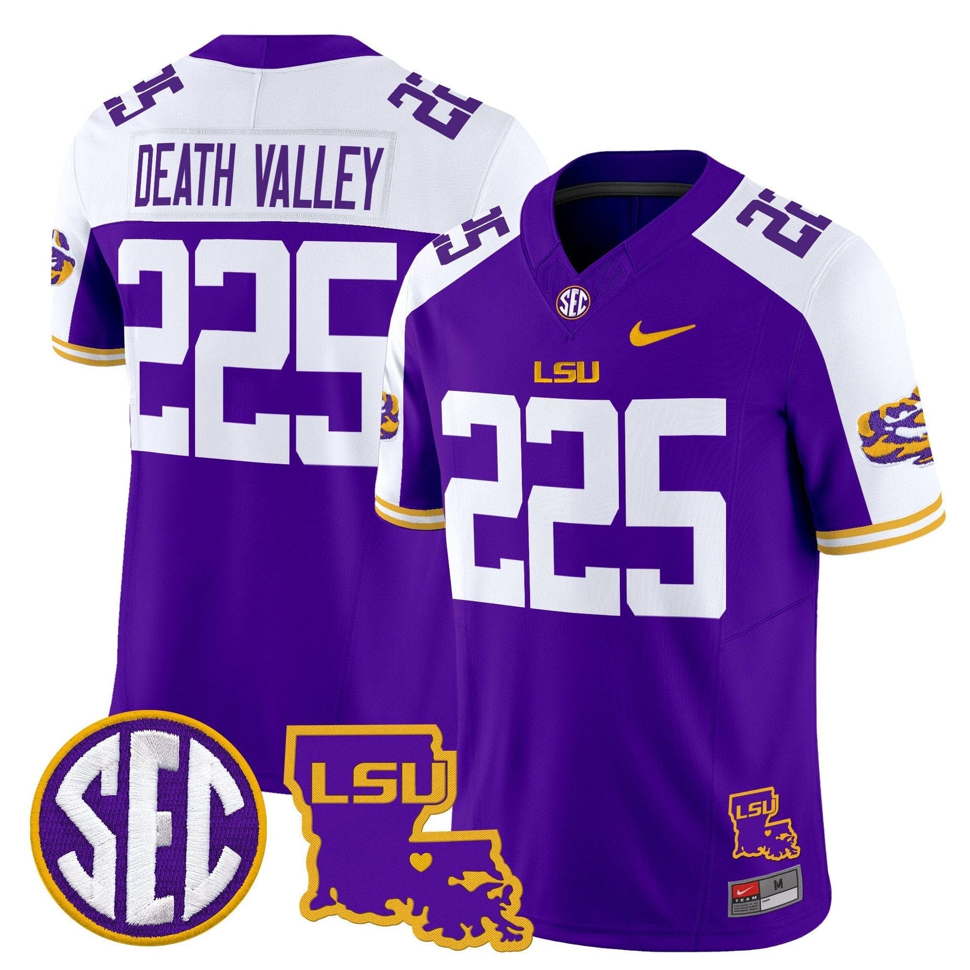 Death Valley Jersey #225 LSU Tigers 2025 Louisiana Patch Stitched 4 Death Valley Jersey #225 LSU Tigers 2025 Louisiana Patch Stitched - Image 4