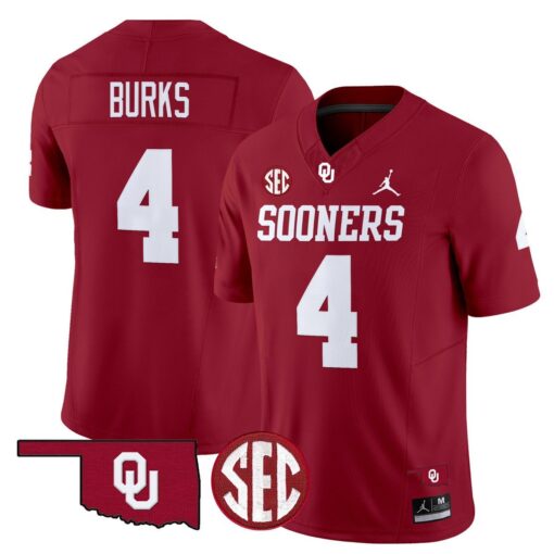 Deion Burks Jersey #4 Oklahoma Sooners 2025 Vapor Limited Stitched - Image 4