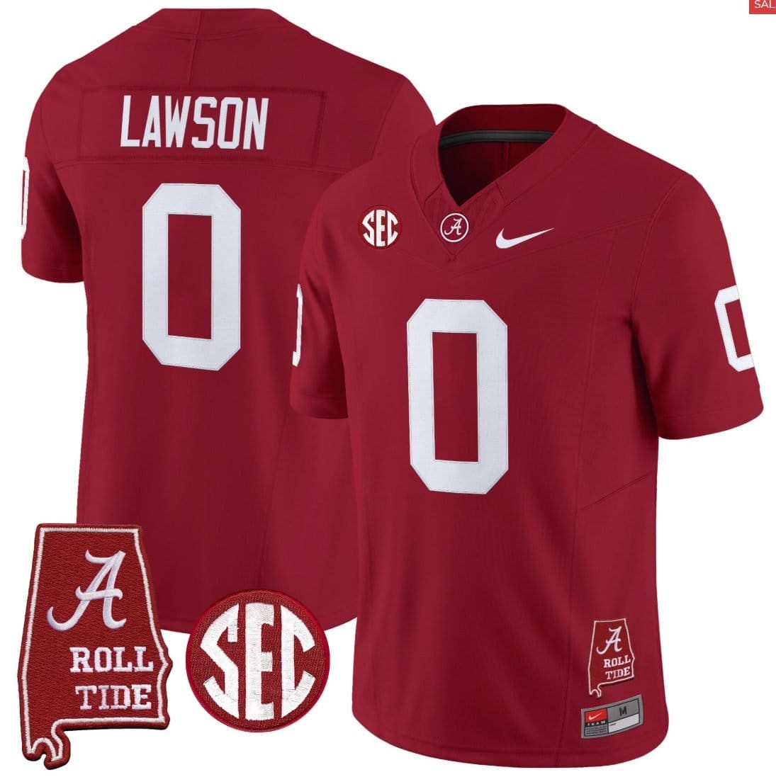 Deontae Lawson Jersey #0 Alabama Crimson Throwback Alabama Map Stitched - Image 3