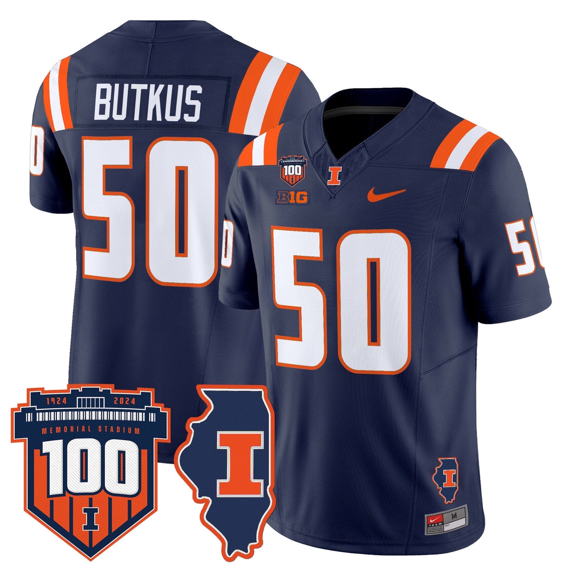 Dick Butkus Jersey #50 Illinois Fighting 100th Memorial Stadium