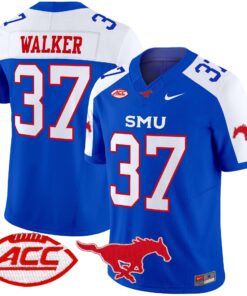 Doak Walker Jersey 37 SMU Mustangs 2025 Vapor Limited Stitched Blue Alter