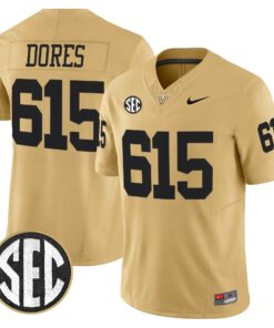 Dores Jersey 615 Vanderbilt Commodores 2025 Limited Stitched Gold