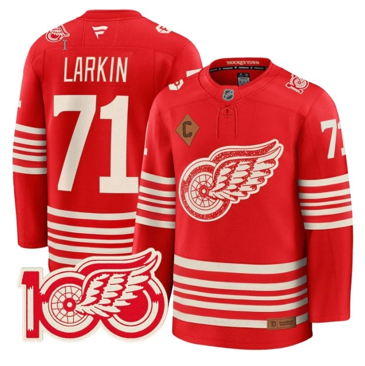 Dylan Larkin Jersey #71 Detroit Red Wings Centennial Season Premium Stitched 1 Dylan Larkin Jersey #71 Detroit Red Wings Centennial Season Premium Stitched