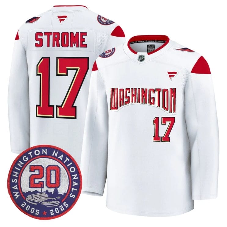Dylan Strome Jersey #17 Washington Capitals 20th Anniversary Seasons Stitched 1 Dylan Strome Jersey #17 Washington Capitals 20th Anniversary Seasons Stitched