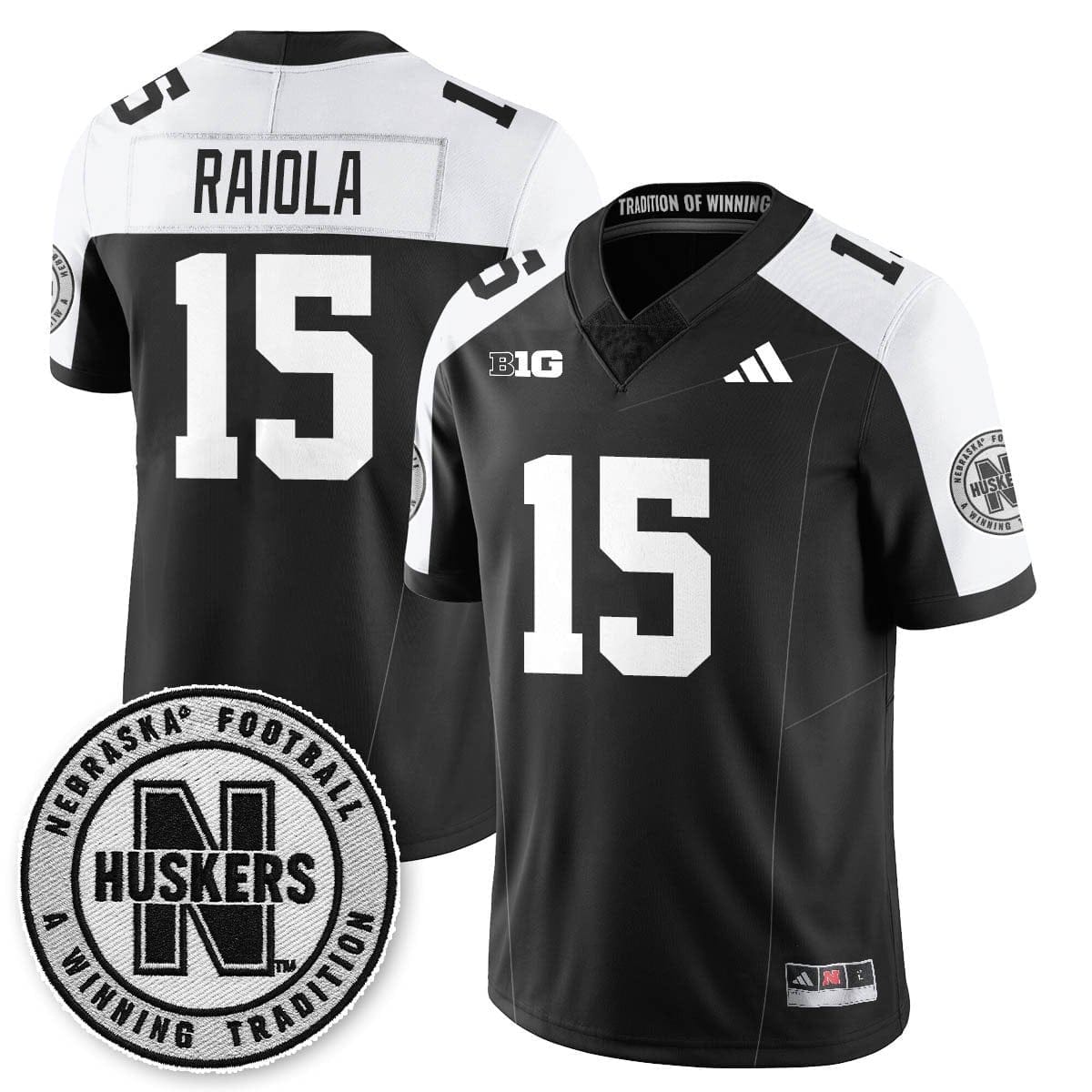Dylan Raiola Jersey #15 Nebraska Football 2025 Blackout Stitched 2 Dylan Raiola Jersey #15 Nebraska Football 2025 Blackout Stitched - Image 2