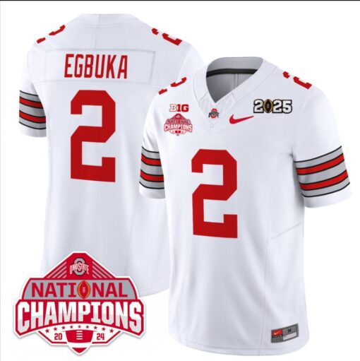 Emeka Egbuka Jersey #2 Ohio State 2025 CFP Patch National Champions - Image 2
