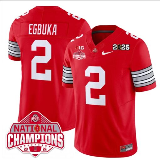 Emeka Egbuka Jersey #2 Ohio State 2025 CFP Patch National Champions - Image 4