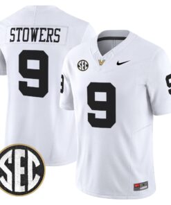 Eli Stowers Jersey 9 Vanderbilt Commodores 2025 Limited Stitched White