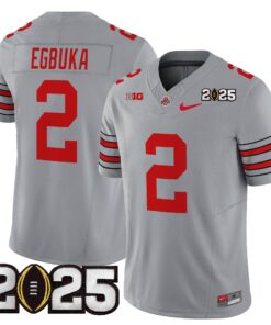 Emeka Egbuka Jersey 2 Ohio State Heritage Stripe 2025 CFP Final Stitched Gray