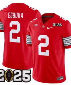 Emeka Egbuka Jersey 2 Ohio State Heritage Stripe 2025 CFP Final Stitched Red