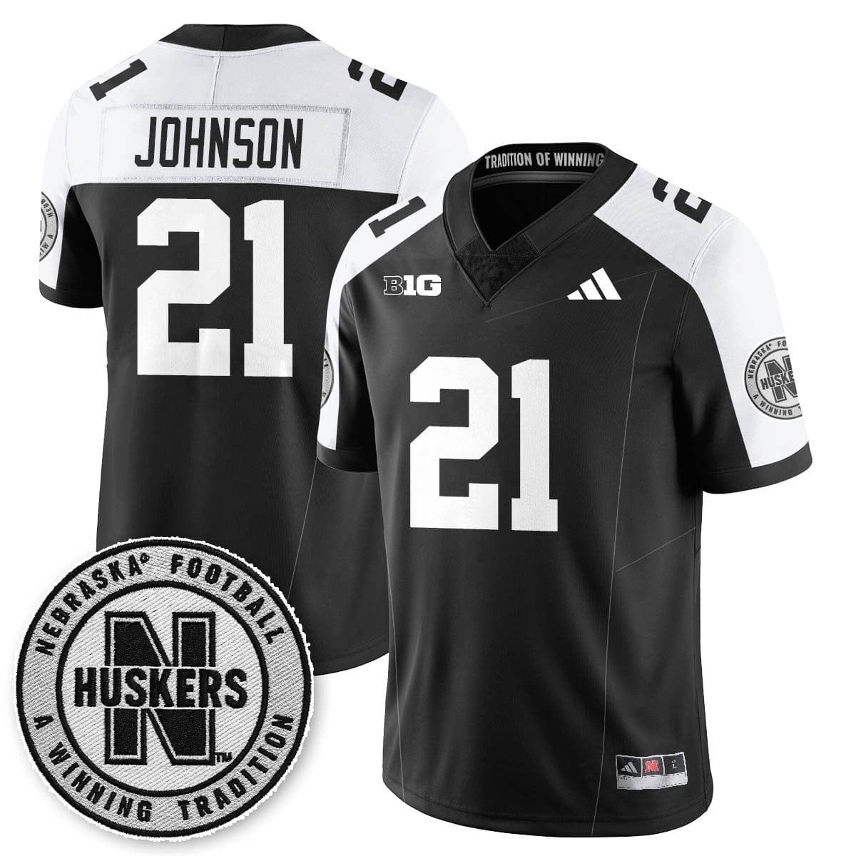 Emmett Johnson Jersey #21 Nebraska Football 2025 Blackout Stitched - Image 2