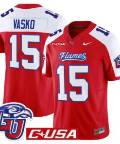 Ethan Vasko Jersey 15 Liberty Flames 2025 Limited Stitched Red Alter