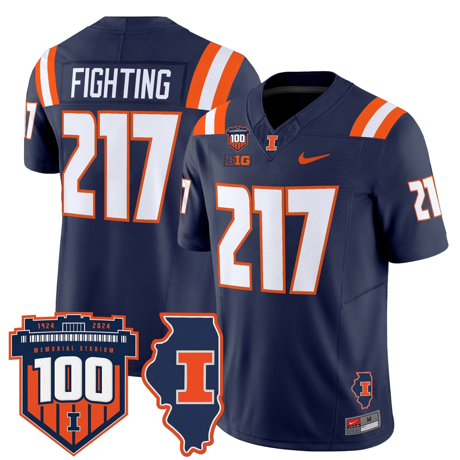Fighting Jersey #217 Illinois Fighting 100th Memorial Stadium 3 Fighting Jersey #217 Illinois Fighting 100th Memorial Stadium - Image 3