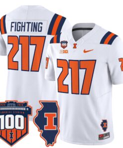 Alternative view of Fighting Jersey #217 Illinois Fighting 100th Memorial Stadium