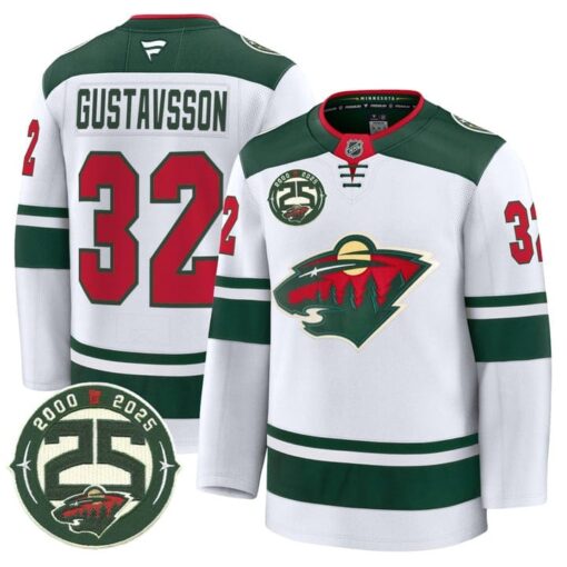 Filip Gustavsson Jersey #32 Minnesota Wild 25th Anniversary Patch Stitched