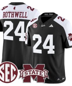 Fluff Bothwell Jersey 24 Mississippi State Bulldogs Dark Mode Stitched Black Alter