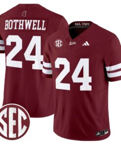 Fluff Bothwell Jersey 24 Mississippi State Bulldogs Dark Mode Stitched Maroon
