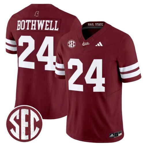 Fluff Bothwell Jersey #24 Mississippi State Bulldogs Dark Mode - Image 5