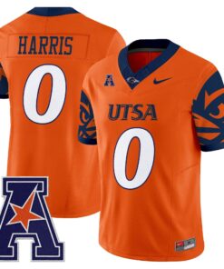 Frank Harris Jersey 0 UTSA Roadrunners 2025 Vapor Limited V2 Stitched Orange