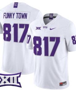 Funky Town Jersey 817 TCU Horned Frogs 2025 Vapor Limited Stitched White 02877e91 c221 41d1 b3ea 829c4e60e172