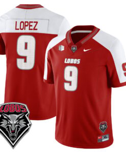 Gabriel Lopez Jersey 9 UNM Lobo Football 2025 Stitched Alternate
