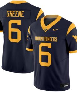 Garrett Greene Jersey 6 West Virginia Mountaineers 2025 Vapor Stitched Navy