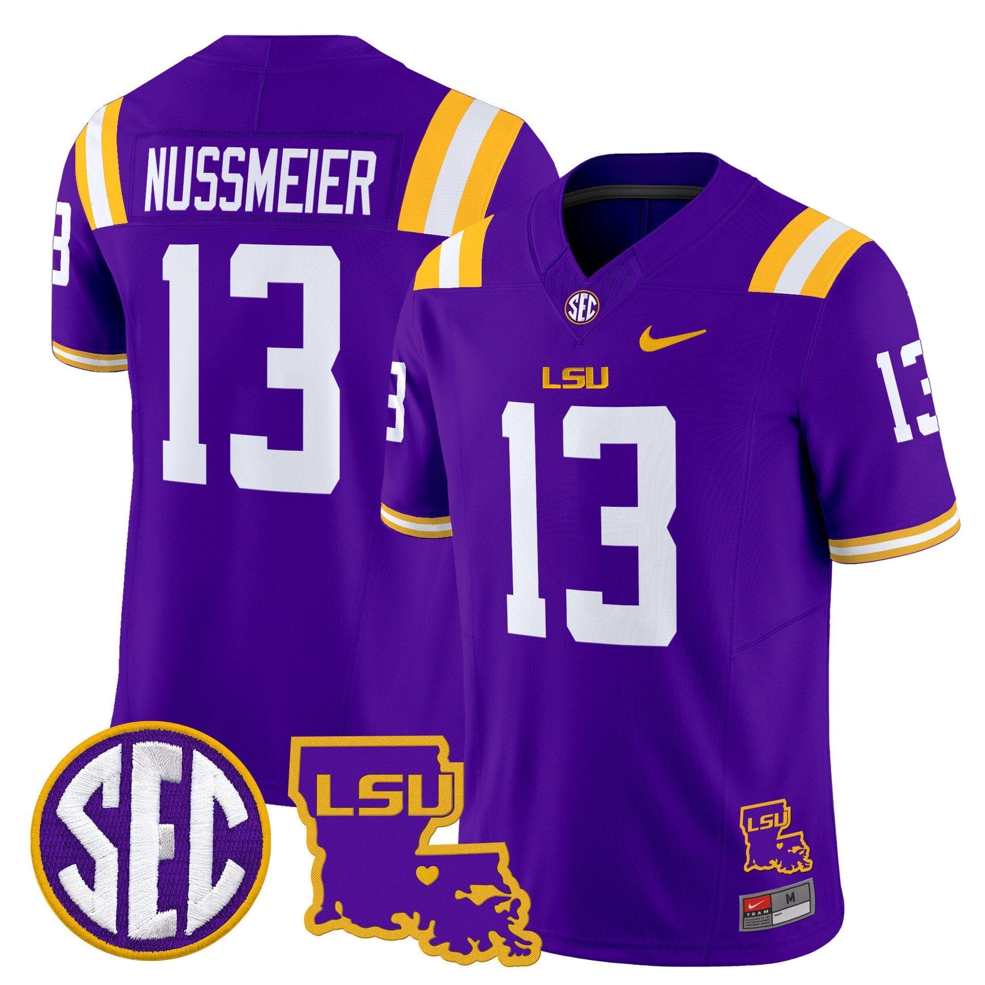 Garrett Nussmeier Jersey #13 LSU Tigers 2025 Louisiana Patch Stitched - Image 5