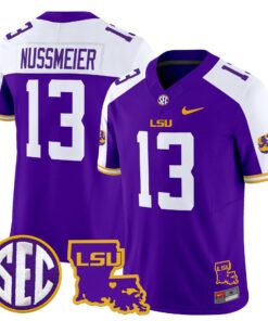 Garrett Nussmeier Jersey 13 LSU Tigers 2025 Louisiana Patch Stitched Purple Alter 62e9643d f24e 4738 b845 a1407eea112a