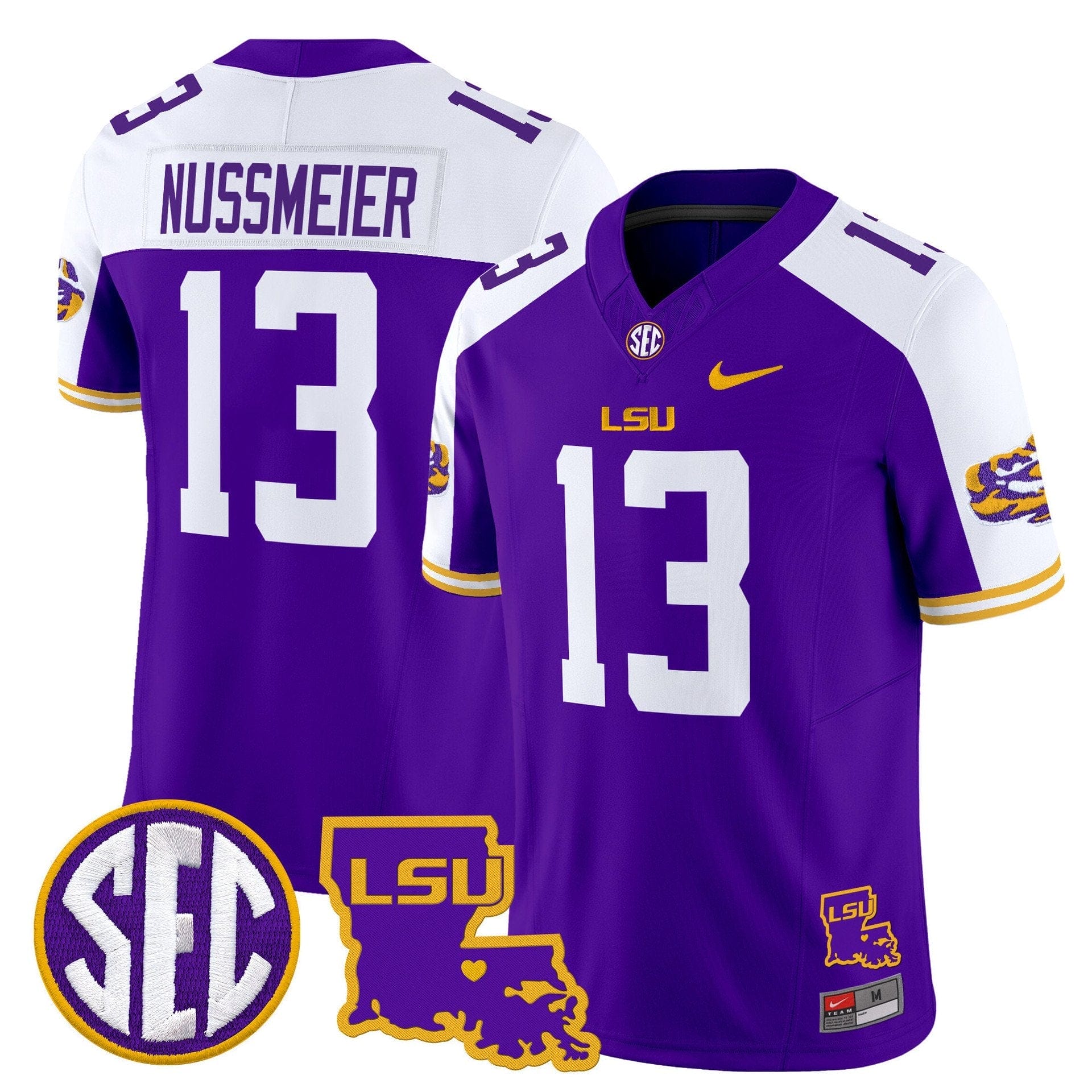 Garrett Nussmeier Jersey #13 LSU Tigers 2025 Louisiana Patch Stitched - Image 4
