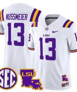 Alternative view of Garrett Nussmeier Jersey #13 LSU Tigers 2025 Louisiana Patch Stitched