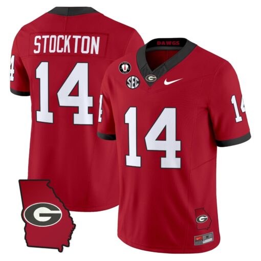 Gunner Stockton Jersey #14 Georgia Bulldogs 2025 Georgia Map, Vince Dooley Stitched - Image 4
