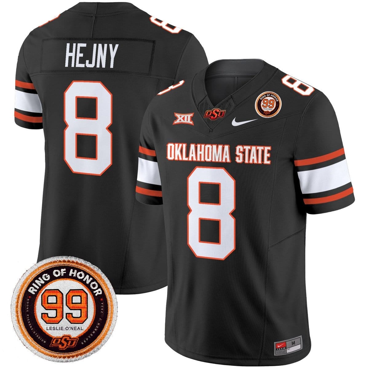 Hauss Hejny Jersey #8 Oklahoma State Cowboys 2025 Leslie O'neal Patch